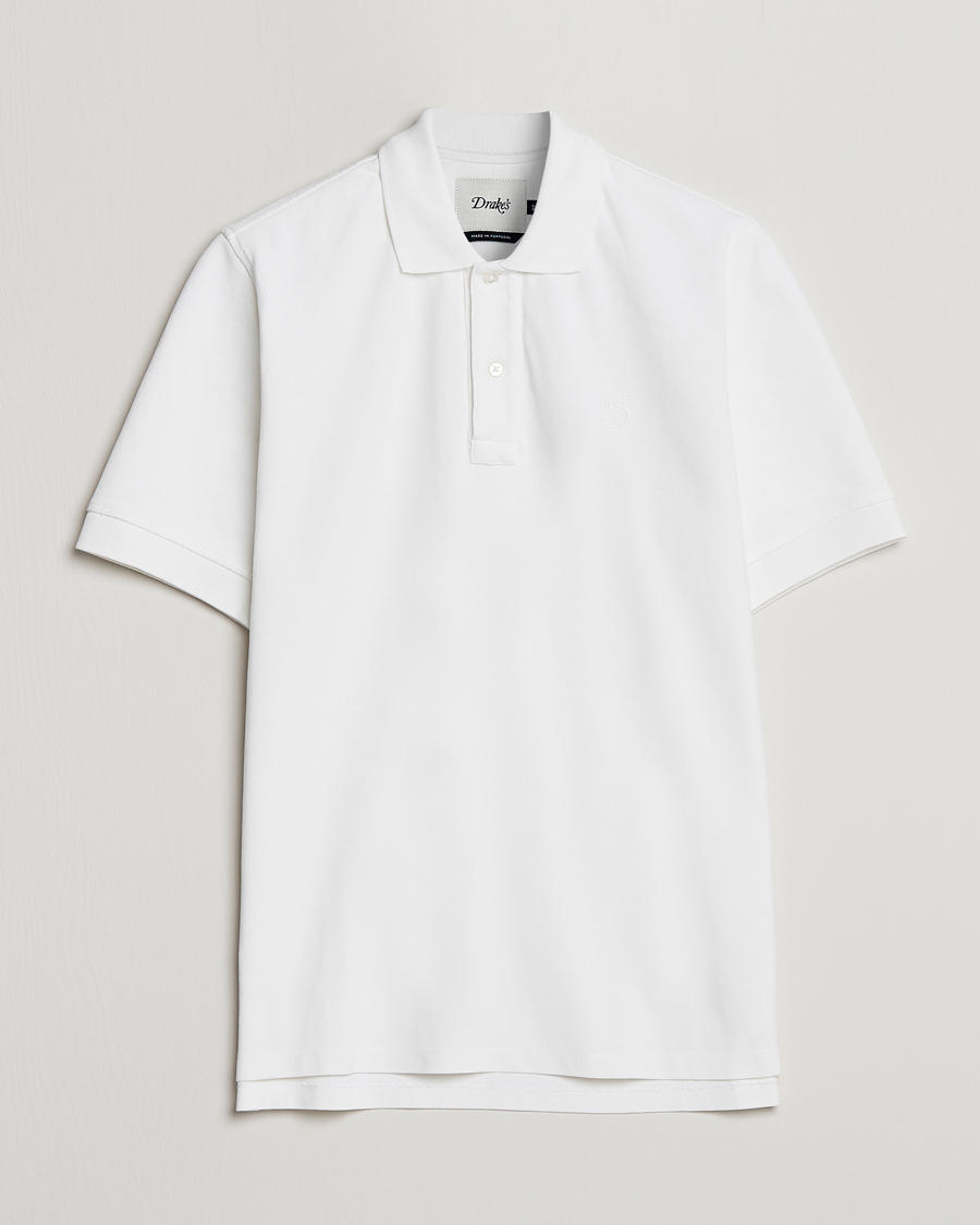 Herren | Poloshirts | Drake's | Short Sleeve Pique Polo White