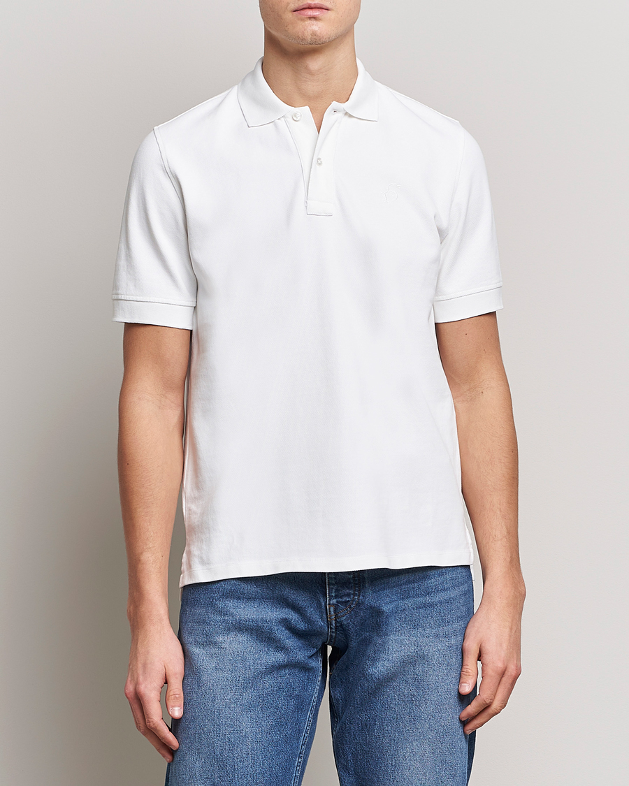 Herren | Kurzarm-Poloshirts | Drake's | Short Sleeve Pique Polo White
