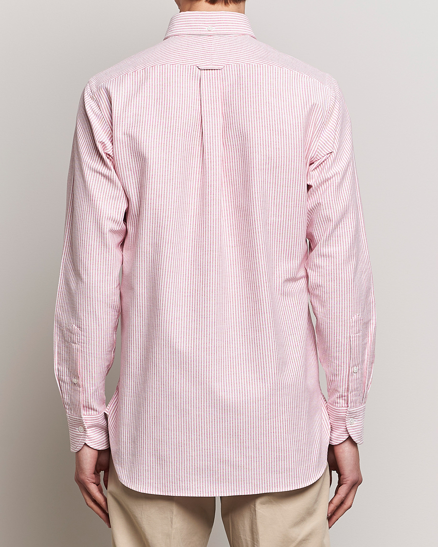 Herren | Hemden | Drake's | Striped Button Down Oxford Shirt White/Red