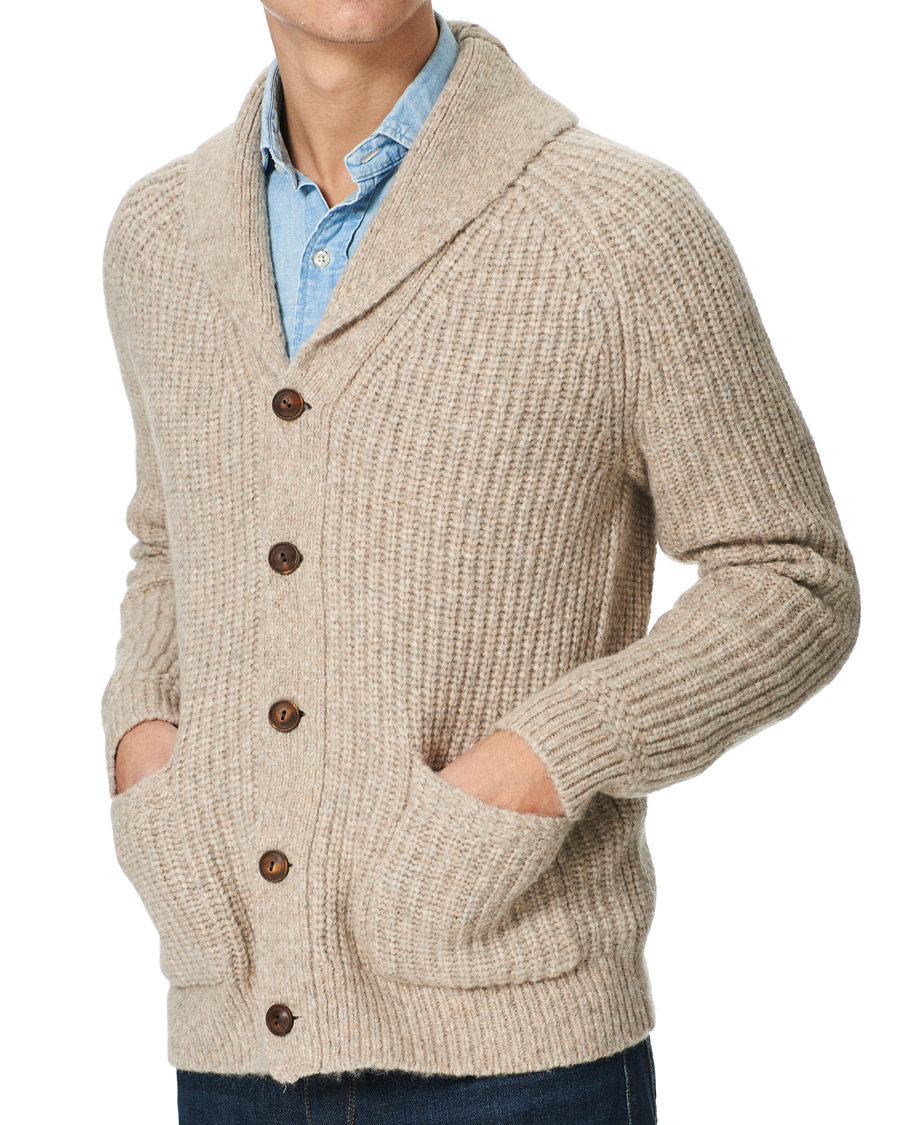 Herren | Pullover | Polo Ralph Lauren | Wool Knitted Shawl Cardigan Oatmeal Heather