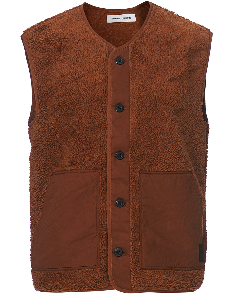 Herren | Pullover | Samsøe Samsøe | Samsøe & Samsøe Frederik Recycled Fleece Vest Caramel Cafe