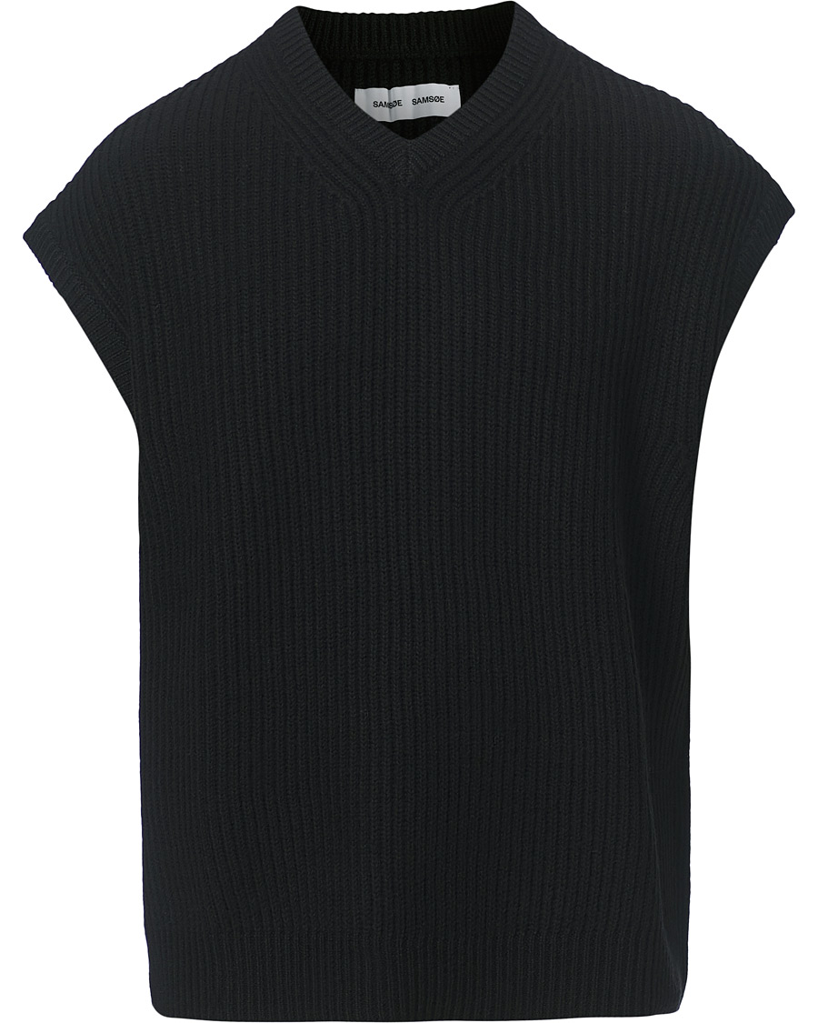 Herren | Pullover | Samsøe Samsøe | Samsøe & Samsøe Anders Knitted Wool Vest Black