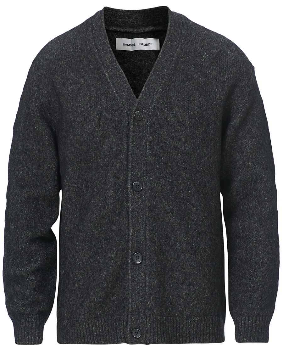 Herren | Pullover | Samsøe Samsøe | Samsøe & Samsøe Alter Merino Wool Cardigan Dark Grey Mel