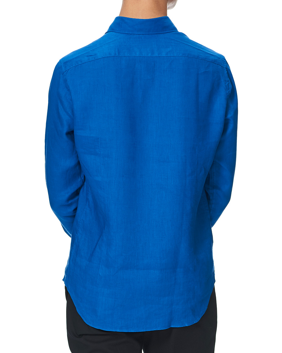 Herren | Hemden | Kamakura Shirts | Slim Fit Linen Shirt Cobalt Blue