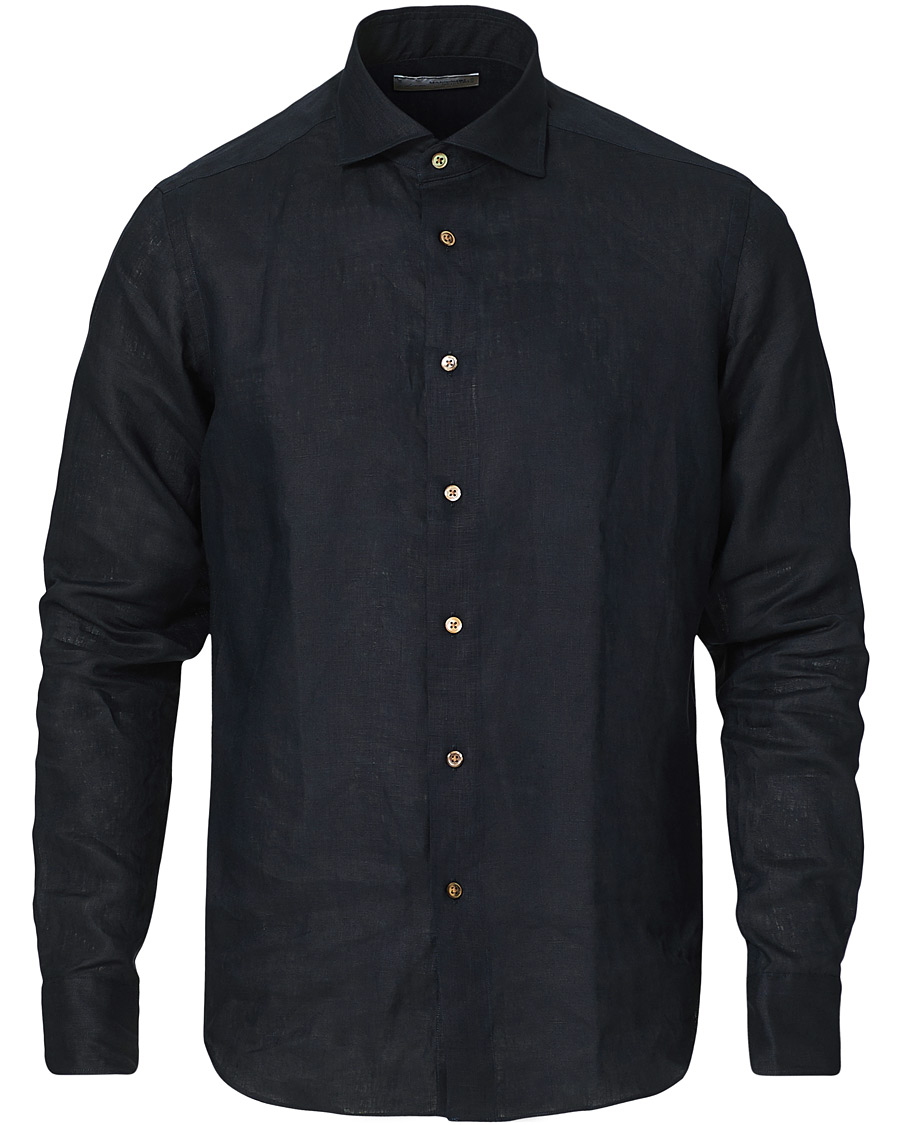 Herren | Hemden | Kamakura Shirts | Slim Fit Linen Shirt Navy