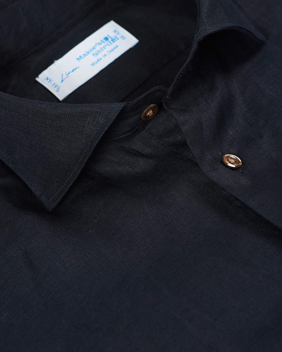 Herren | Hemden | Kamakura Shirts | Slim Fit Linen Shirt Navy