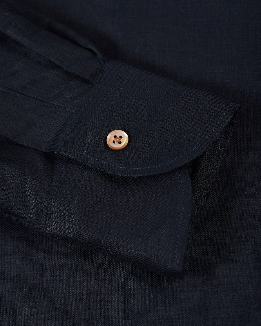 Herren | Hemden | Kamakura Shirts | Slim Fit Linen Shirt Navy