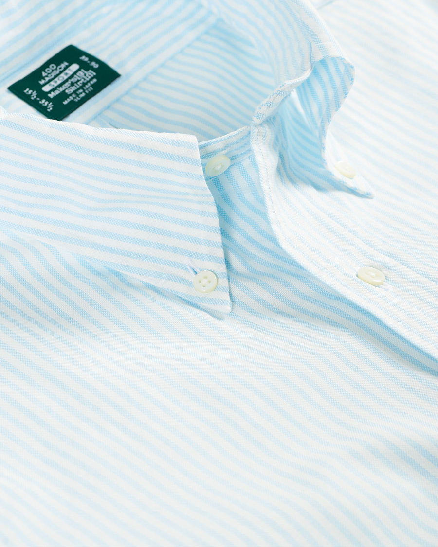 Herren | Hemden | Kamakura Shirts | Slim Fit Oxford BD Sport Shirt Light Blue Stripe