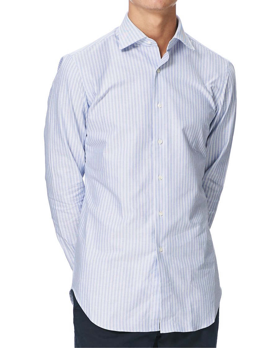 Herren | Hemden | Kamakura Shirts | Slim Fit Striped Oxford Shirt Blue/White