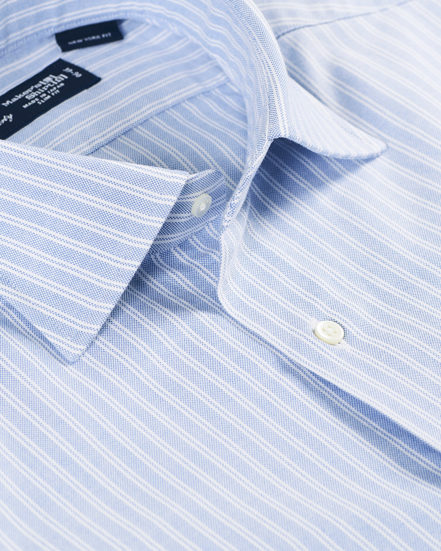 Herren | Hemden | Kamakura Shirts | Slim Fit Striped Oxford Shirt Blue/White