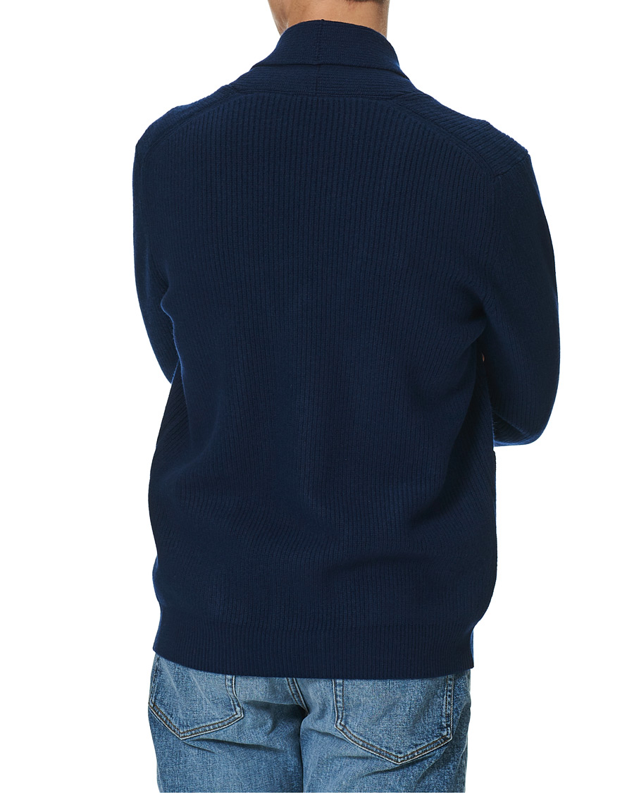 Herren | Pullover | Sunspel | Wool/Cashmere Shawl Neck Cardigan Dark Navy Melange