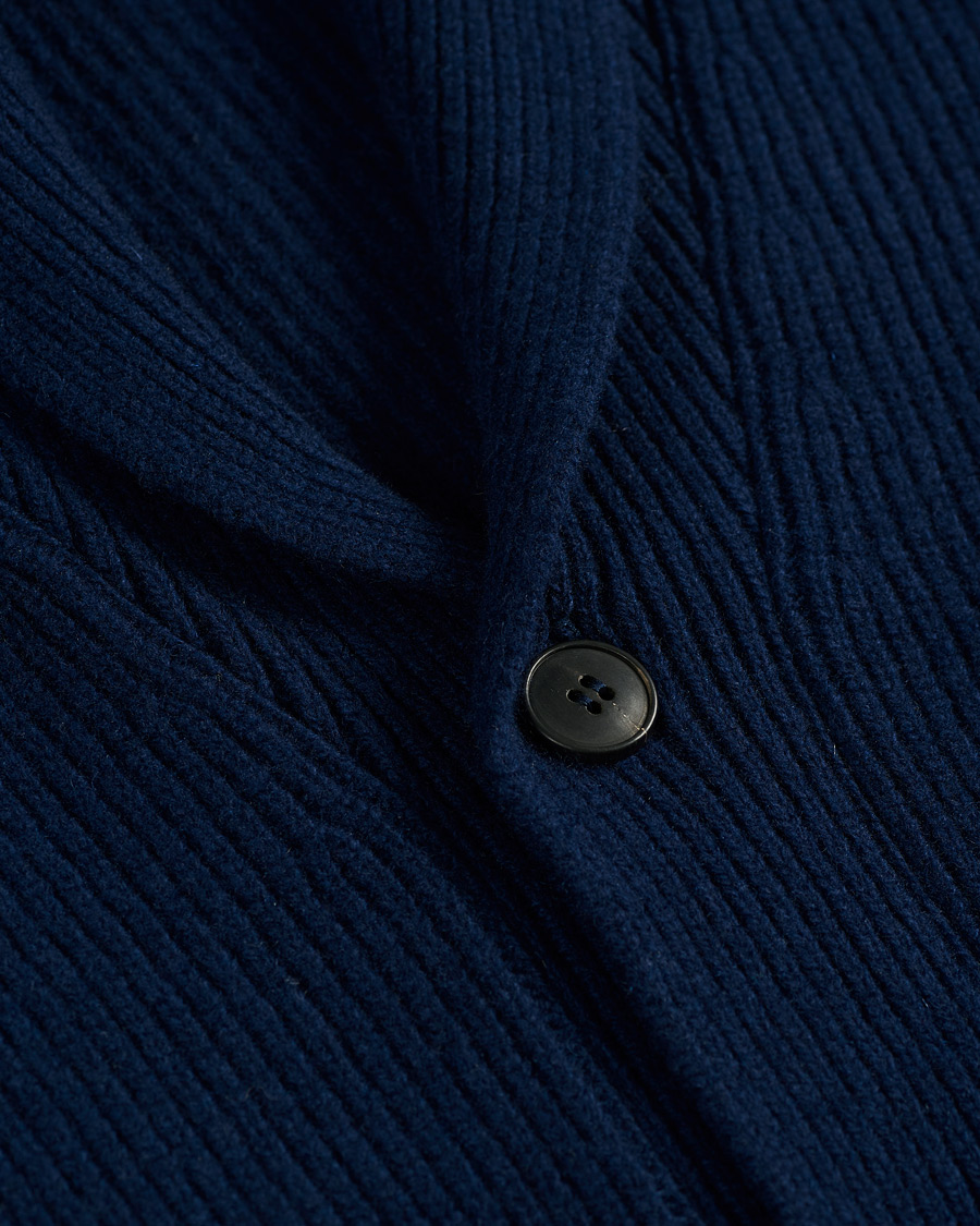 Herren | Pullover | Sunspel | Wool/Cashmere Shawl Neck Cardigan Dark Navy Melange
