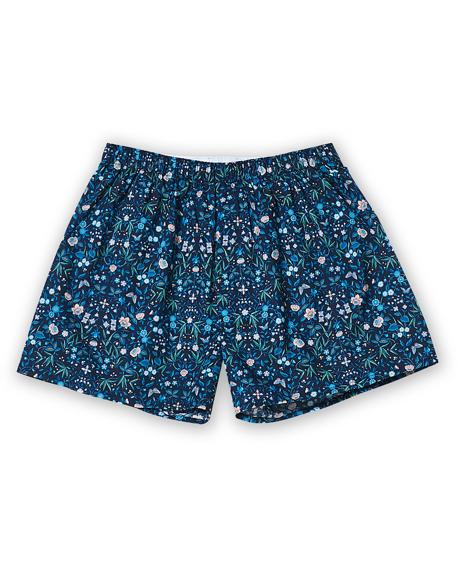 Herren | Unterwäsche | Sunspel | Liberty Mono Floral Printed Boxershorts Blue