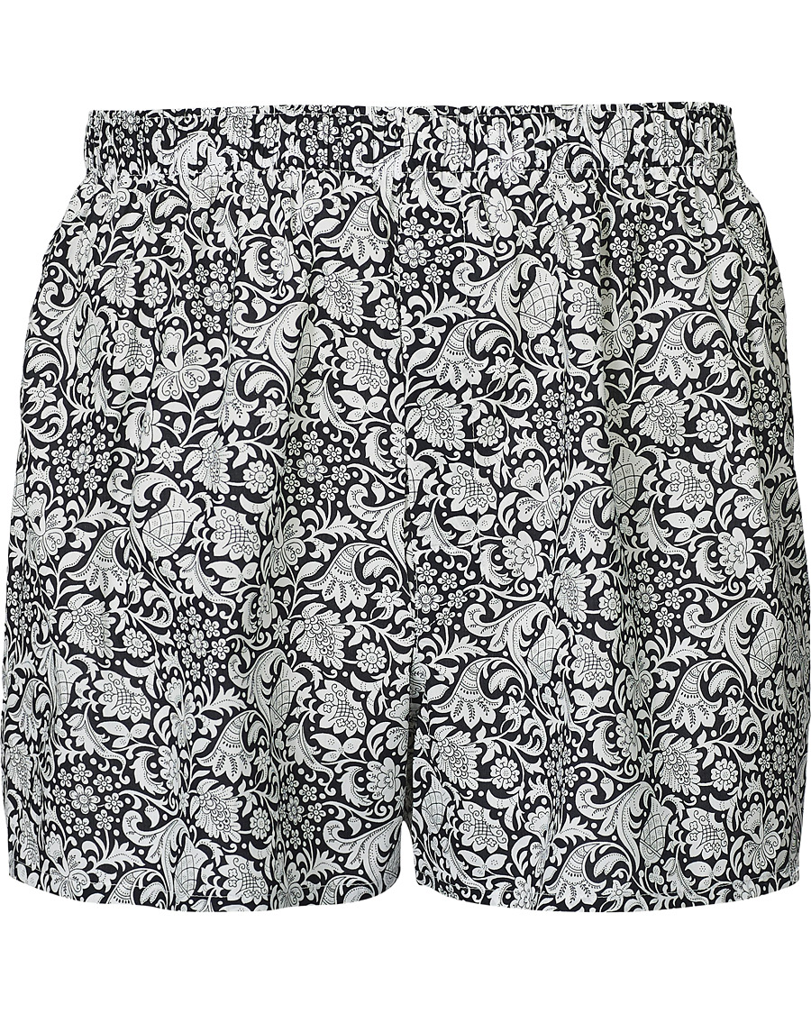 Herren | Unterwäsche | Sunspel | Liberty Mono Floral Printed Boxershorts Black/White