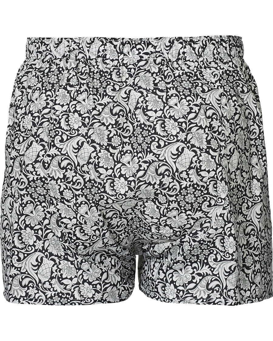 Herren | Unterwäsche | Sunspel | Liberty Mono Floral Printed Boxershorts Black/White