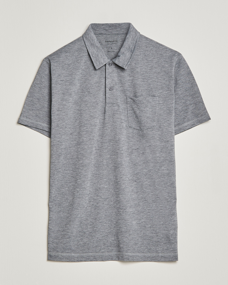 Herren | | Sunspel | Active Pique Polo Grey Melange