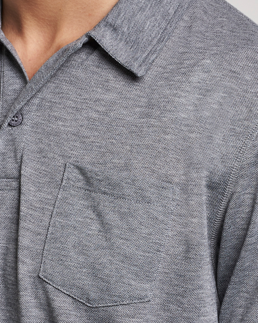 Herren | Poloshirts | Sunspel | Active Pique Polo Grey Melange