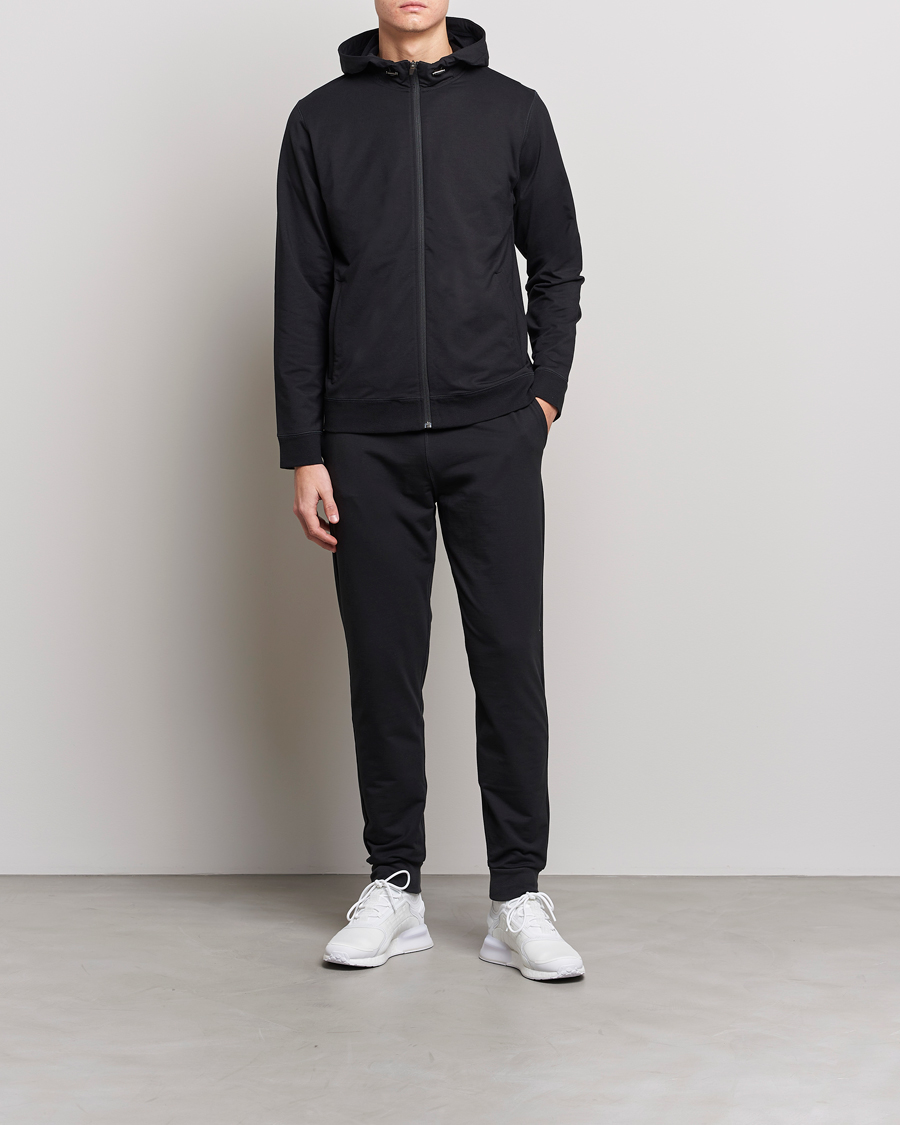 Herren | Pullover | Sunspel | Active Full Zip Hood Black