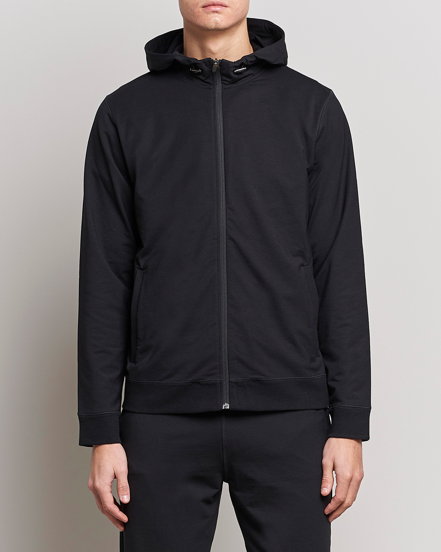 Herren | Training | Sunspel | Active Full Zip Hood Black