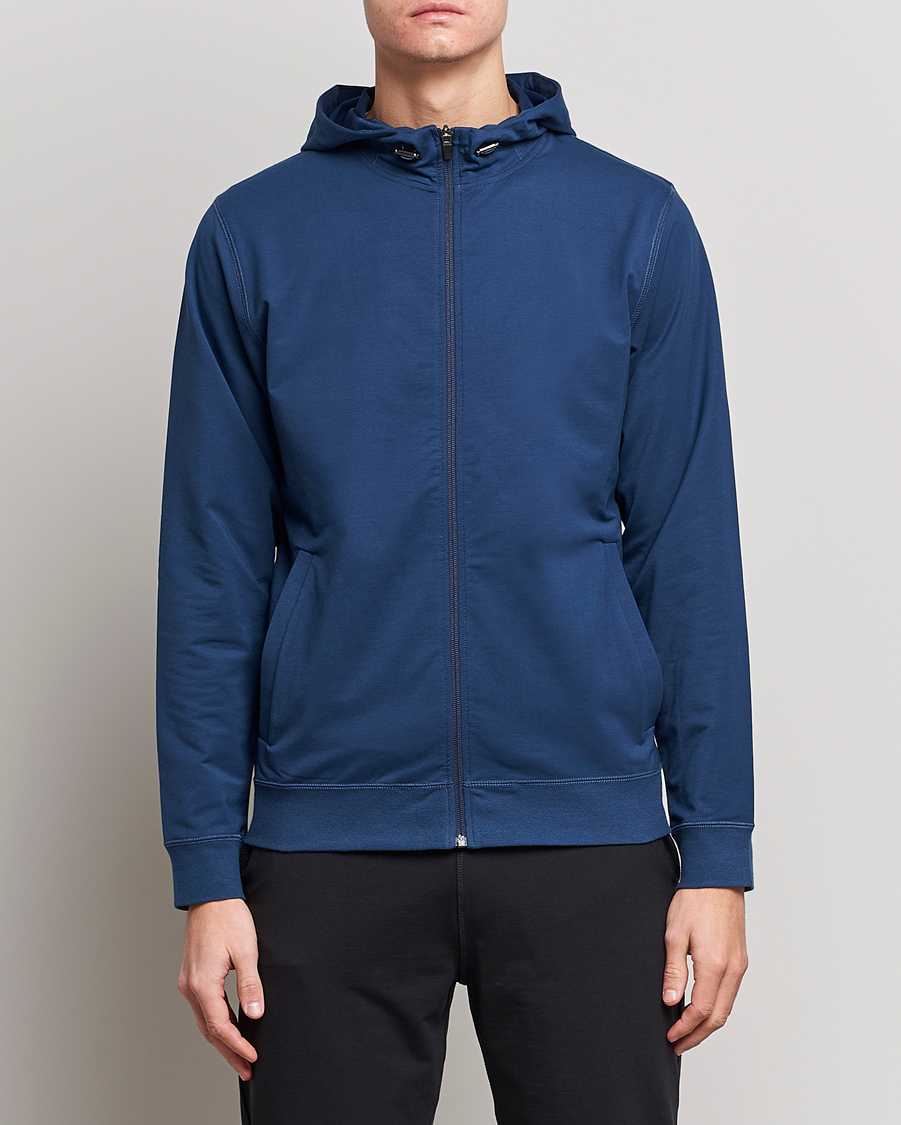 Men |  | Sunspel | Active Full Zip Hood Navy