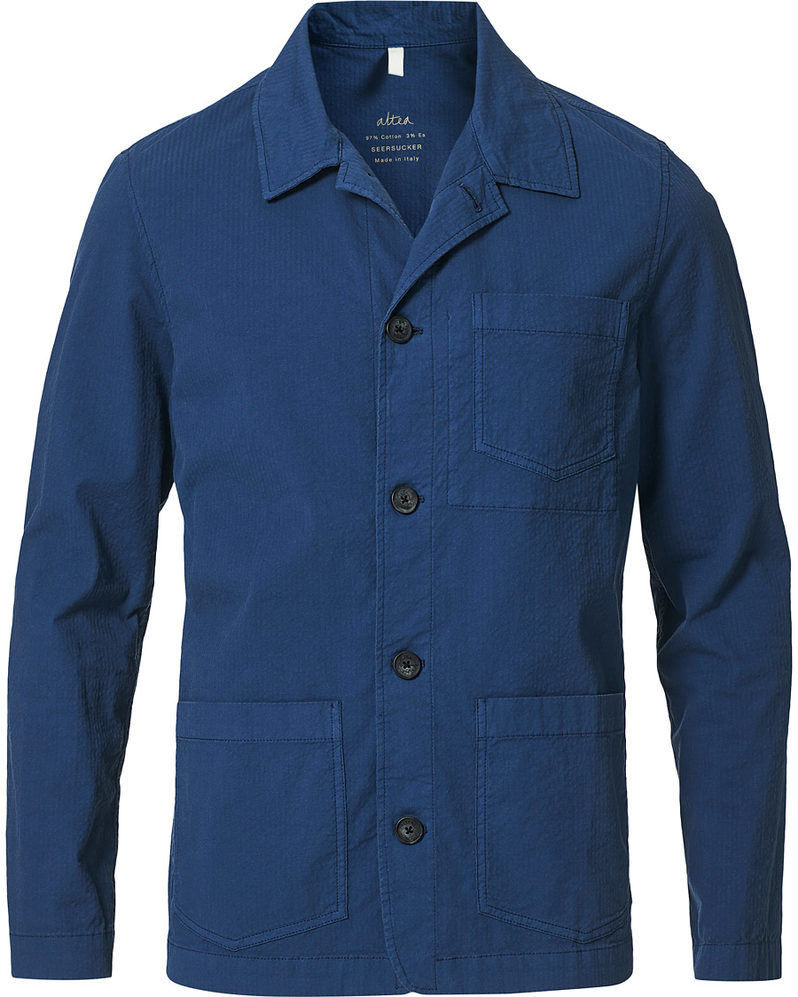 Herren | Hemden | Altea | Seersucker Overshirt Navy
