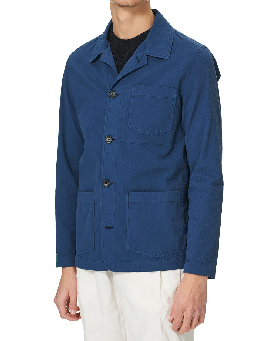 Herren | Hemden | Altea | Seersucker Overshirt Navy