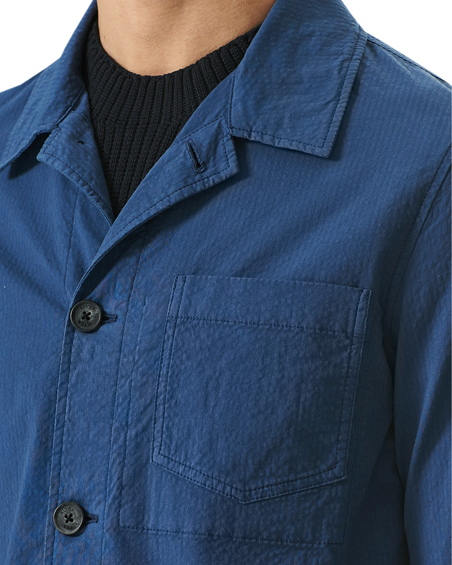 Herren | Hemden | Altea | Seersucker Overshirt Navy