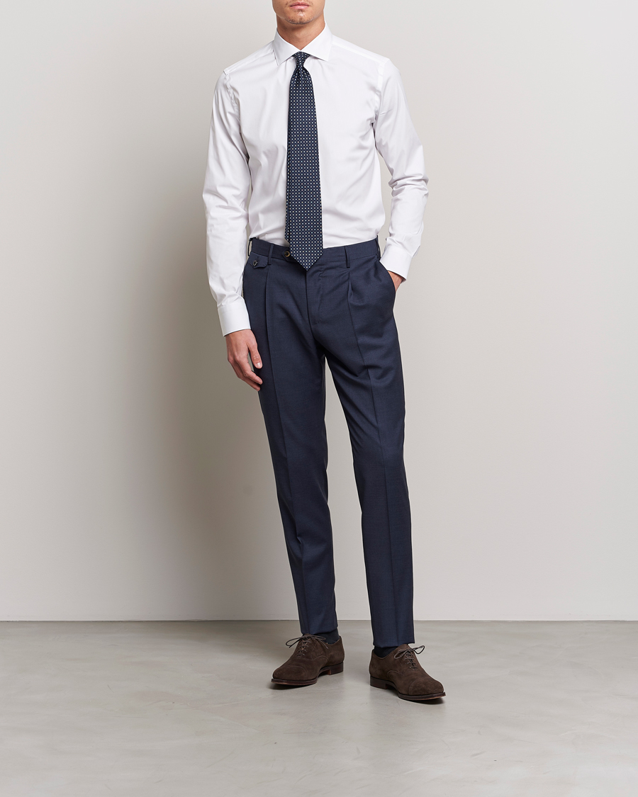 Herren | Festive | Canali | Slim Fit Cotton/Stretch Shirt White