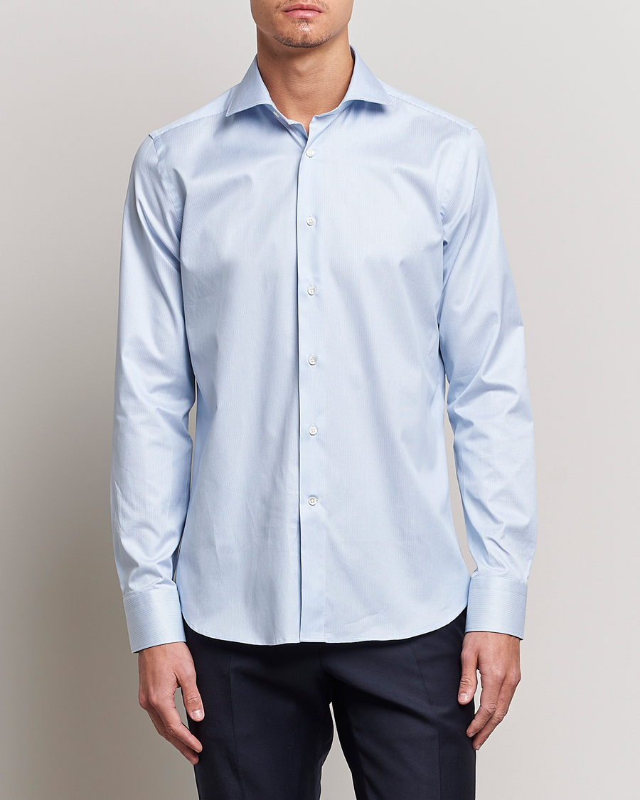 Herren |  | Canali | Slim Fit Striped Cotton Shirt Light Blue