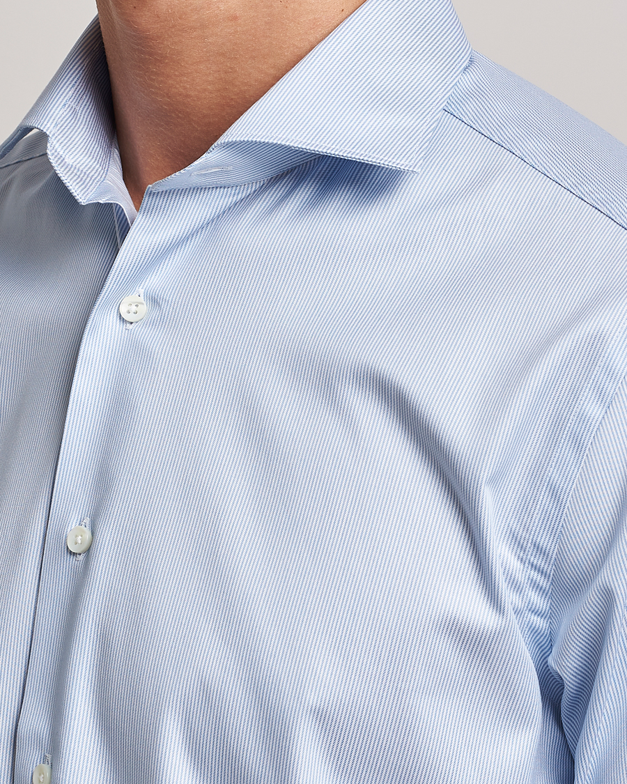 Herren | Hemden | Canali | Slim Fit Striped Cotton Shirt Light Blue