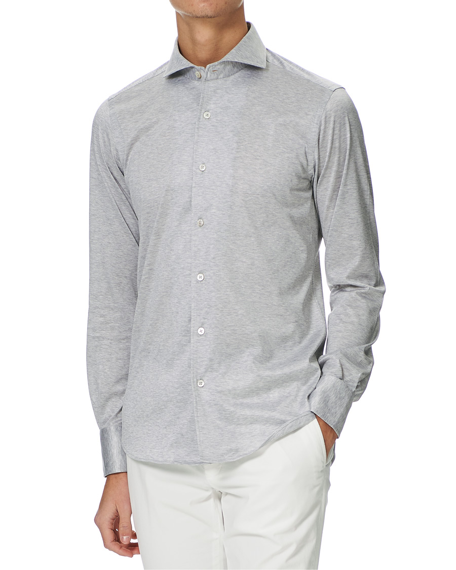 Herren | Hemden | Canali | Slim Fit Jersey Shirt Light Grey