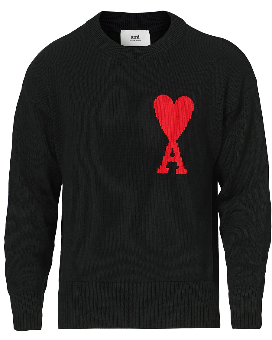 Herren | Pullover | AMI | Big Heart Knitted Crew Neck Black