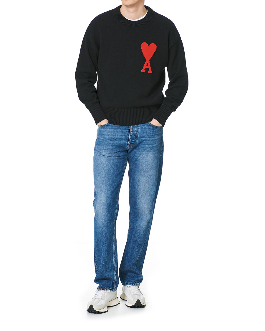 Herren | Pullover | AMI | Big Heart Knitted Crew Neck Black