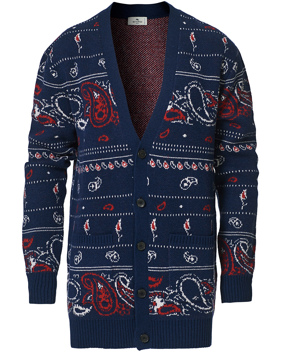 Herren | Pullover | Etro | Jacquard Wool/Cashmere Cardigan Navy