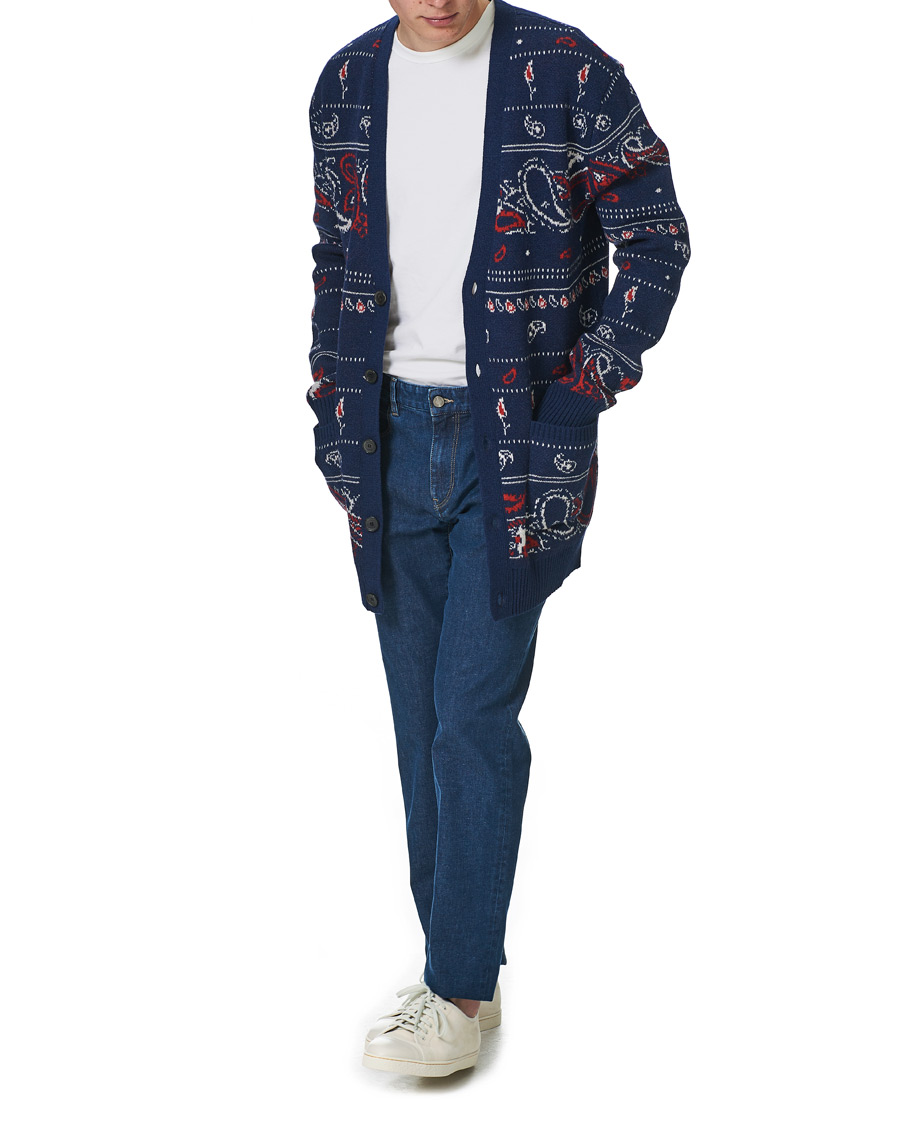 Herren | Pullover | Etro | Jacquard Wool/Cashmere Cardigan Navy
