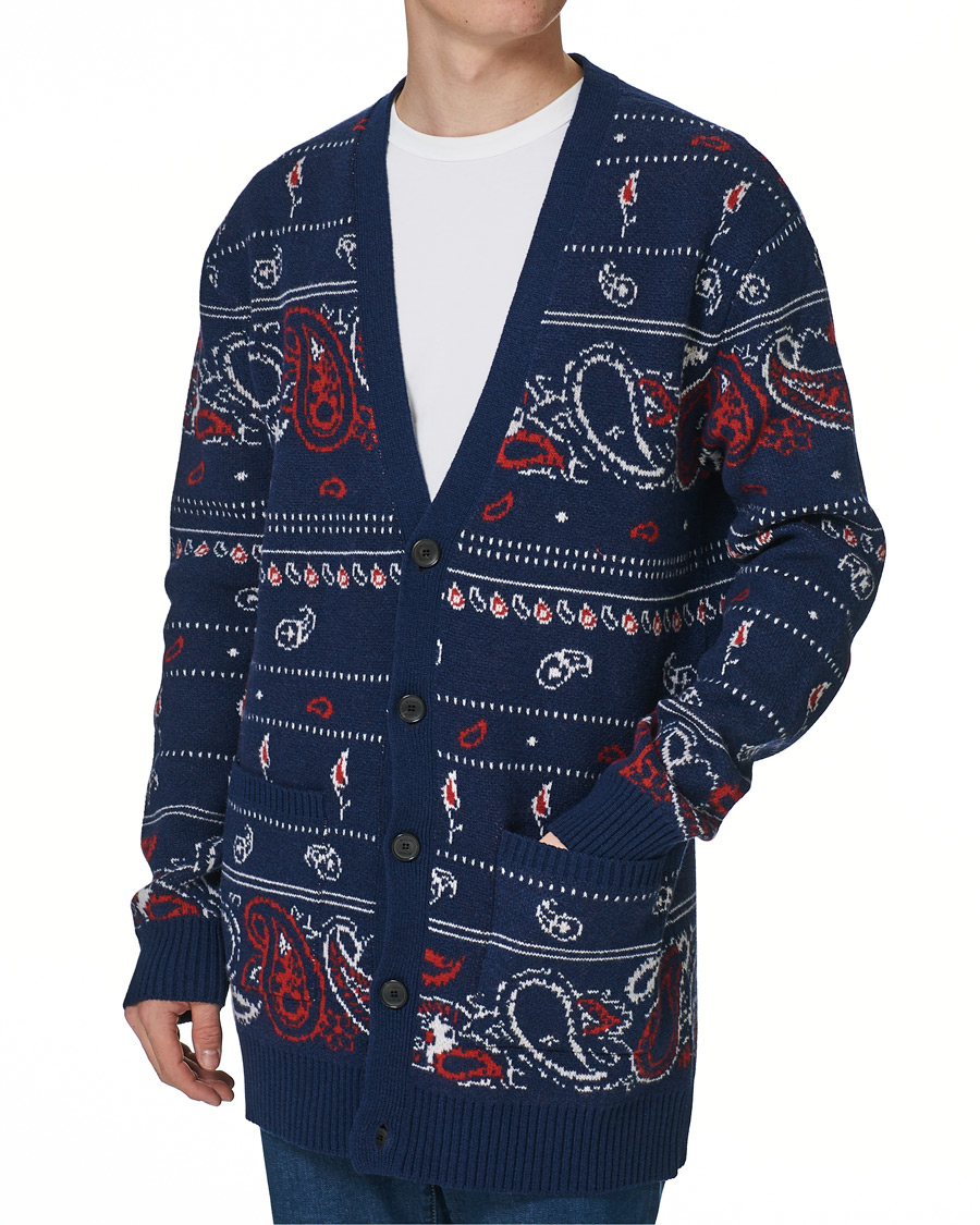 Herren | Pullover | Etro | Jacquard Wool/Cashmere Cardigan Navy
