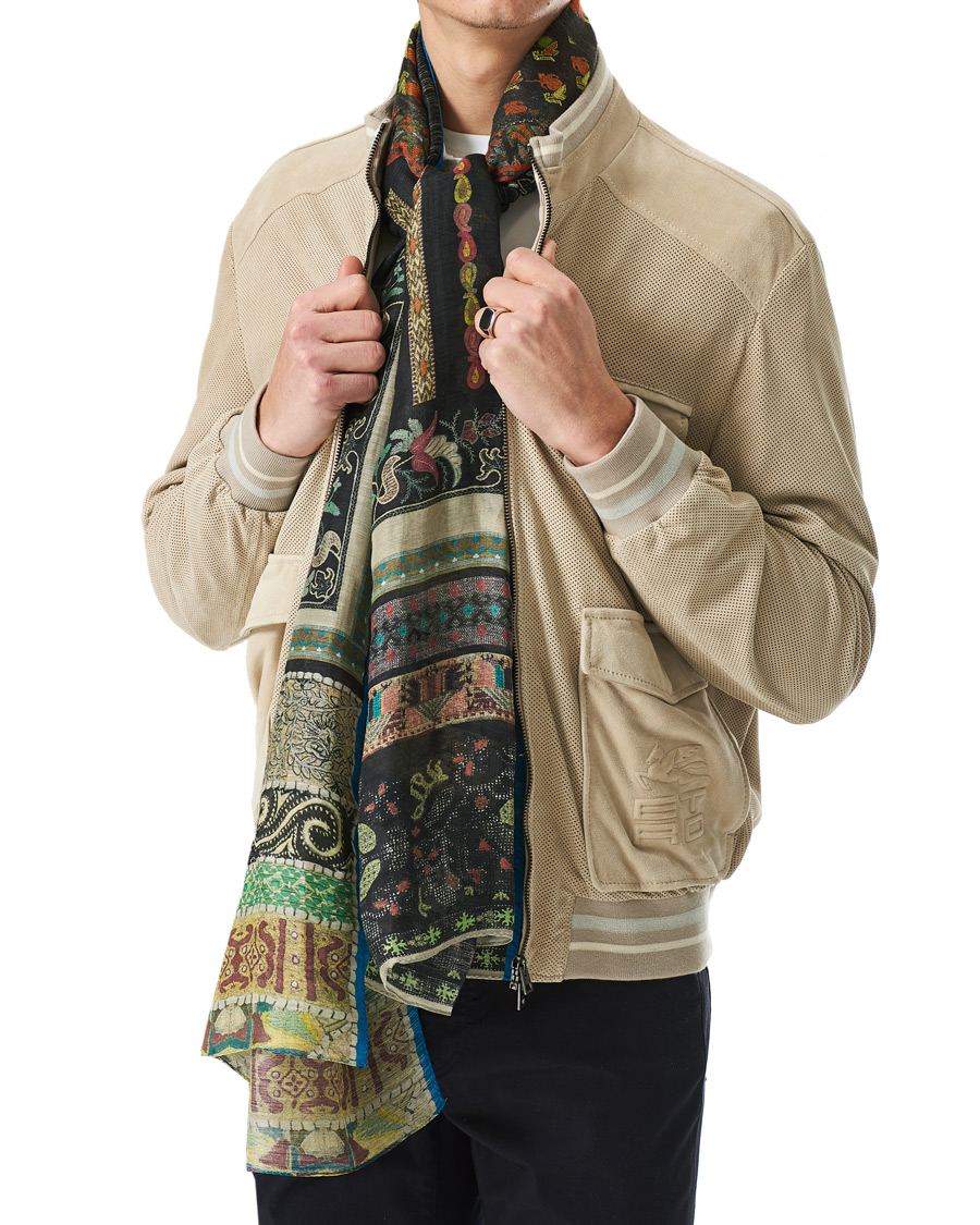 Herren | Etro Shaal Nur Linen/Silk Scarf Beige/Black | Etro | Shaal Nur Linen/Silk Scarf Beige/Black