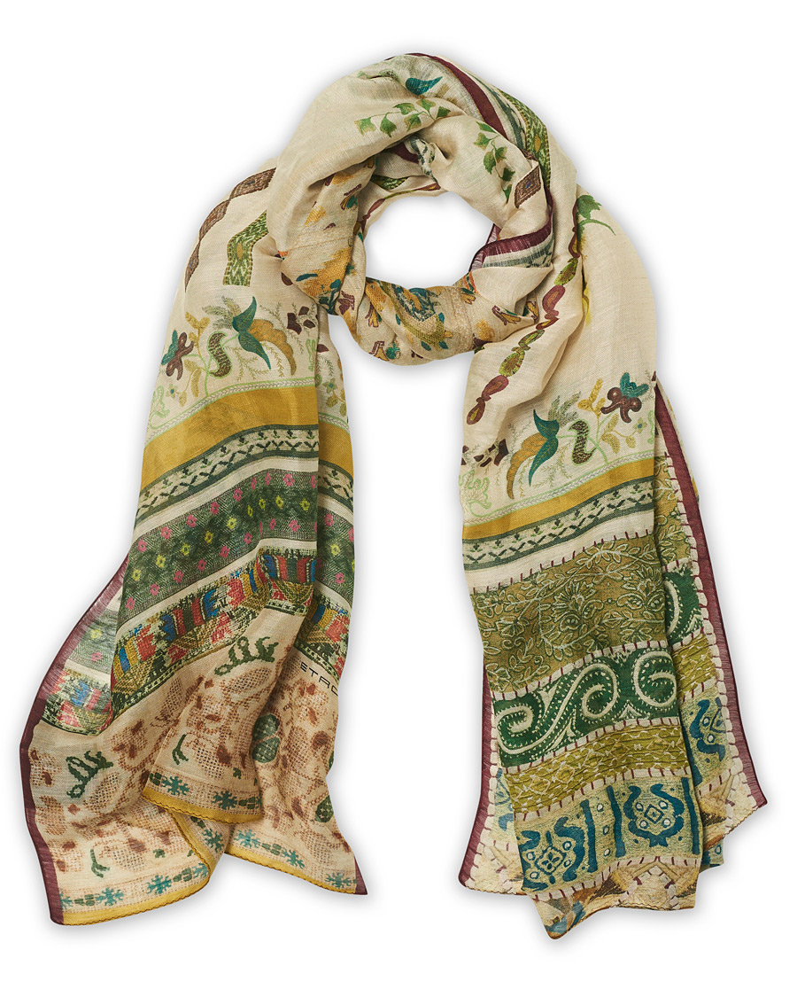 Herren | Etro Shaal Nur Linen/Silk Scarf Beige/Green | Etro | Shaal Nur Linen/Silk Scarf Beige/Green
