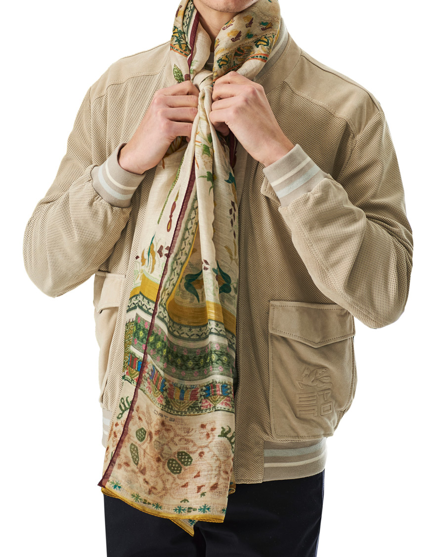 Herren | Etro Shaal Nur Linen/Silk Scarf Beige/Green | Etro | Shaal Nur Linen/Silk Scarf Beige/Green