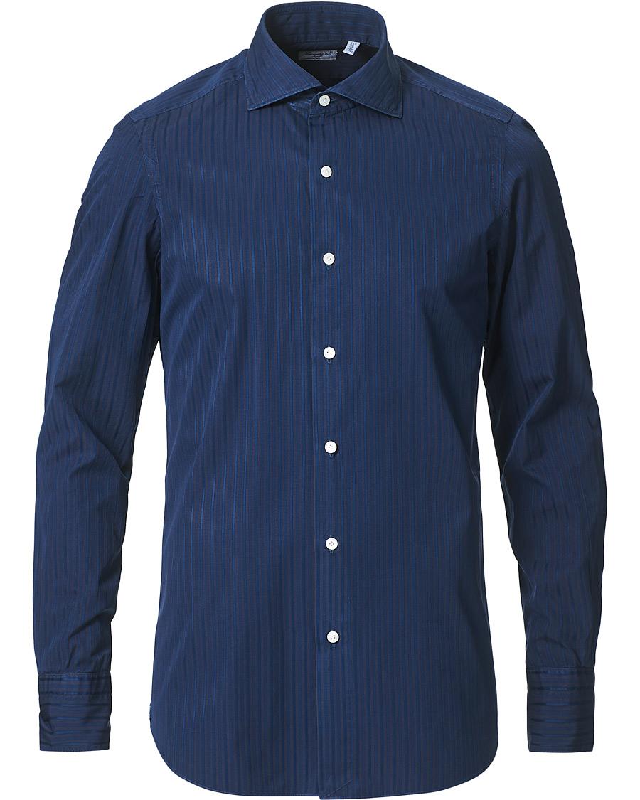 Herren | Hemden | Finamore Napoli | Milano Slim Fit Garment Dyed Shirt Dark Blue