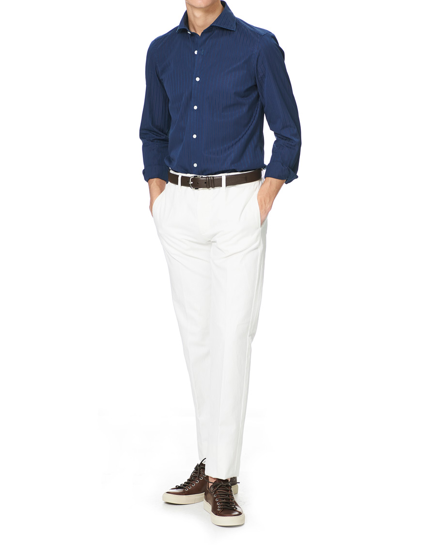Herren | Hemden | Finamore Napoli | Milano Slim Fit Garment Dyed Shirt Dark Blue