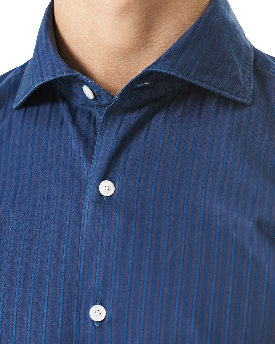 Herren | Hemden | Finamore Napoli | Milano Slim Fit Garment Dyed Shirt Dark Blue