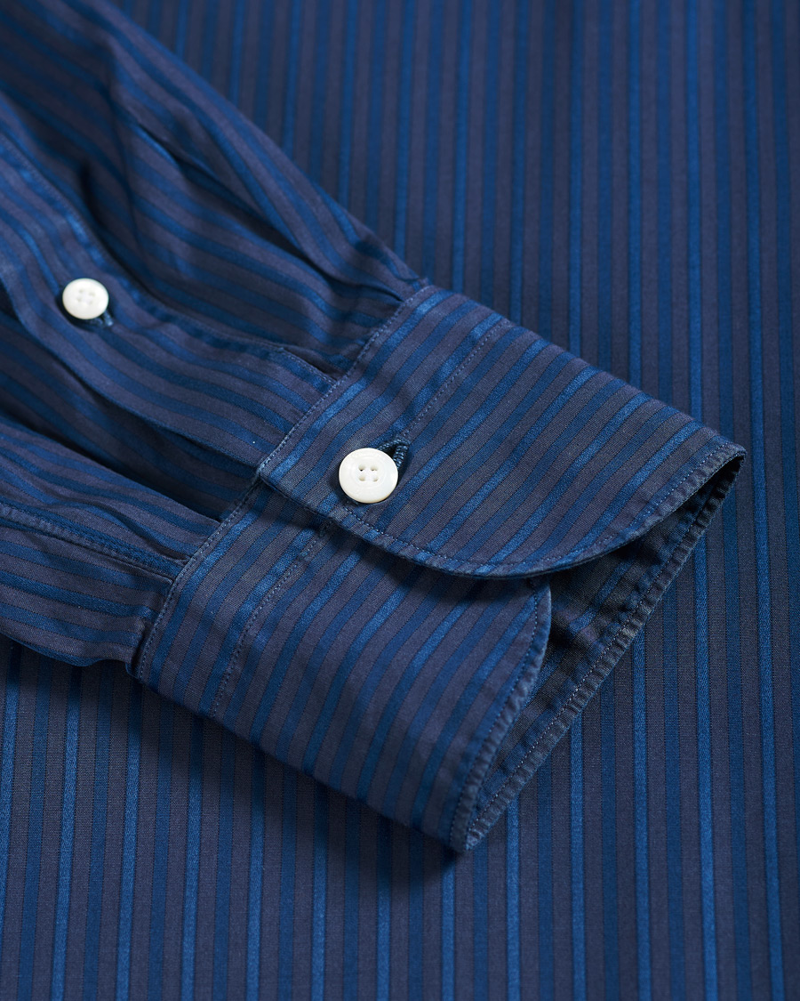 Herren | Hemden | Finamore Napoli | Milano Slim Fit Garment Dyed Shirt Dark Blue
