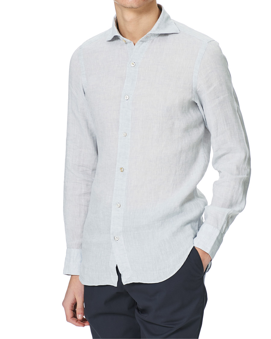 Herren | Hemden | Finamore Napoli | Tokyo Slim Fit Linen Shirt Light Grey