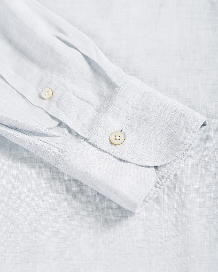 Herren | Hemden | Finamore Napoli | Tokyo Slim Fit Linen Shirt Light Grey