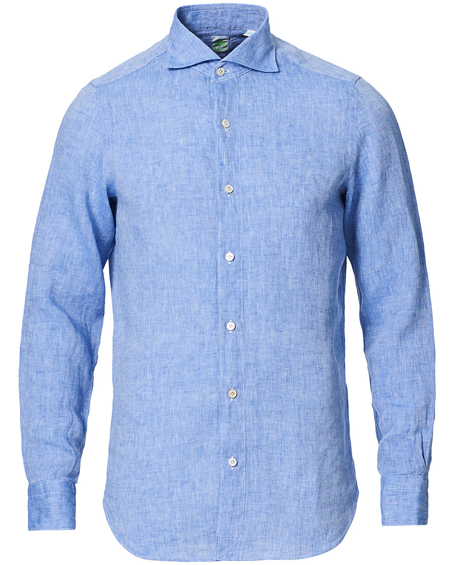Herren | Hemden | Finamore Napoli | Tokyo Slim Fit Linen Shirt Light Blue
