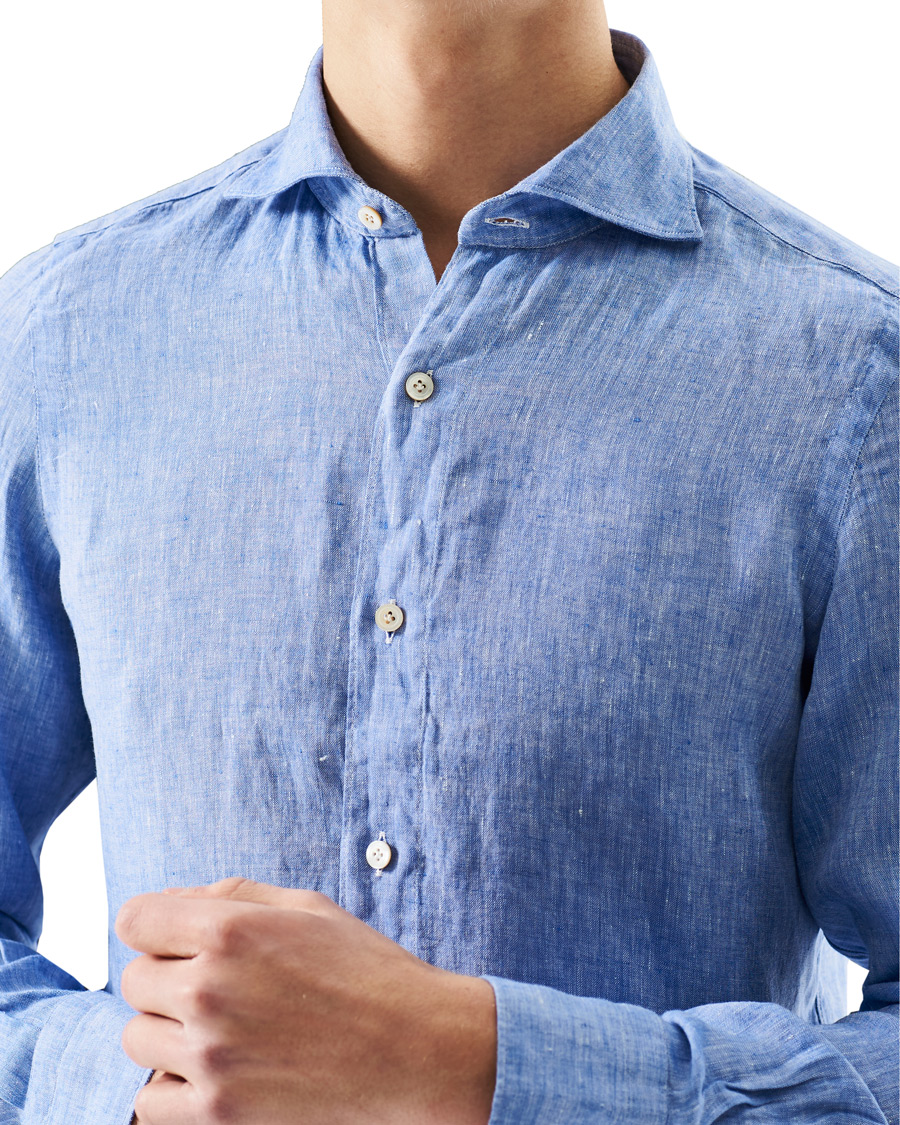 Herren | Hemden | Finamore Napoli | Tokyo Slim Fit Linen Shirt Light Blue