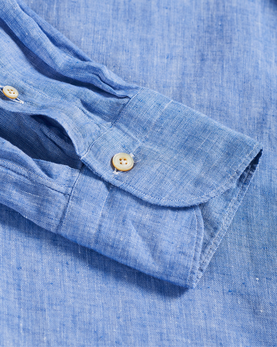 Herren | Hemden | Finamore Napoli | Tokyo Slim Fit Linen Shirt Light Blue