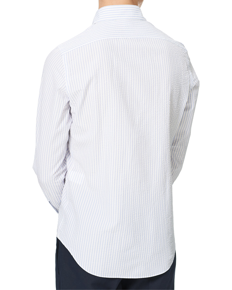 Herren | Hemden | Finamore Napoli | Tokyo Slim Fit Seersucker Shirt Light Blue