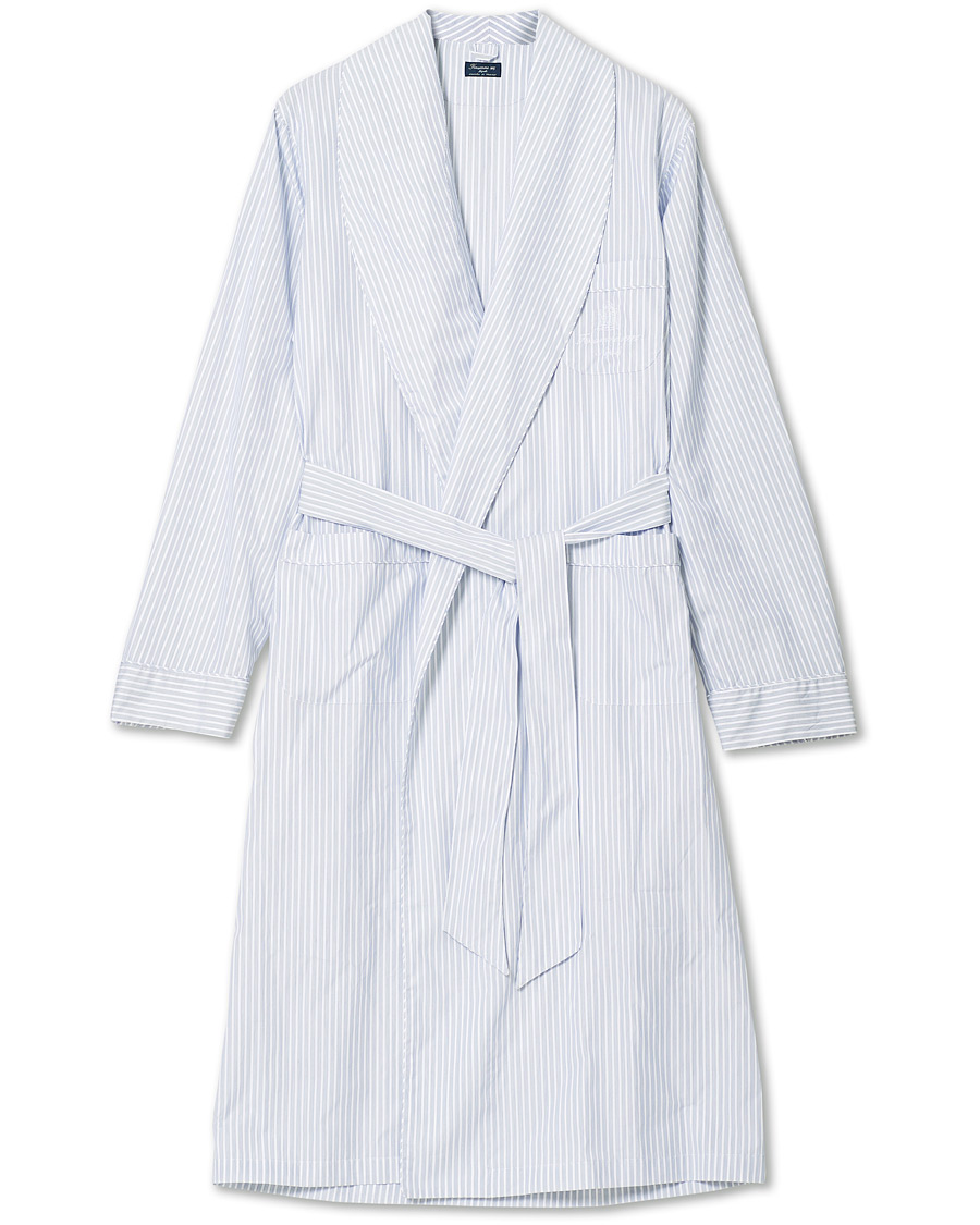 Herren | Schlafanzüge & Bademäntel | Finamore Napoli | Striped Popeline Robe White/Blue